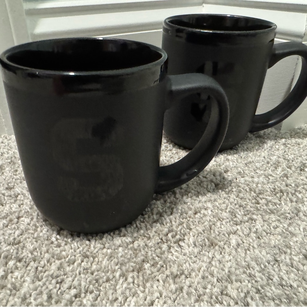 Set of 2 Black Ceramic Syracuse University Orange Coffee Mug Cup
